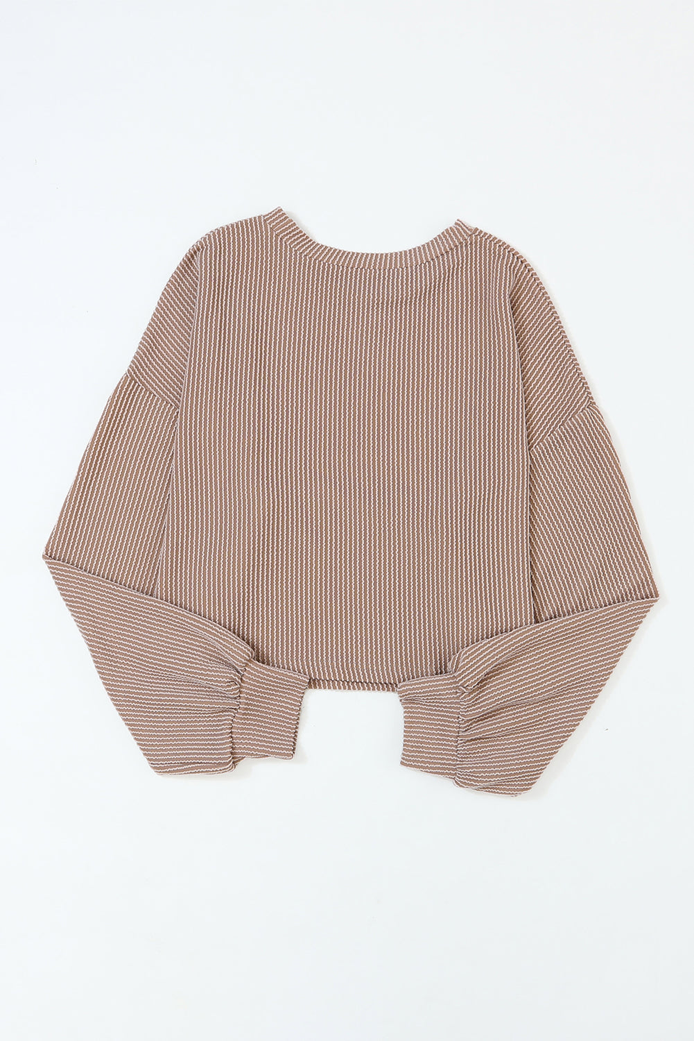 Khaki Cording Drop Schulterpuffhülle Casual Long Sleeve Top