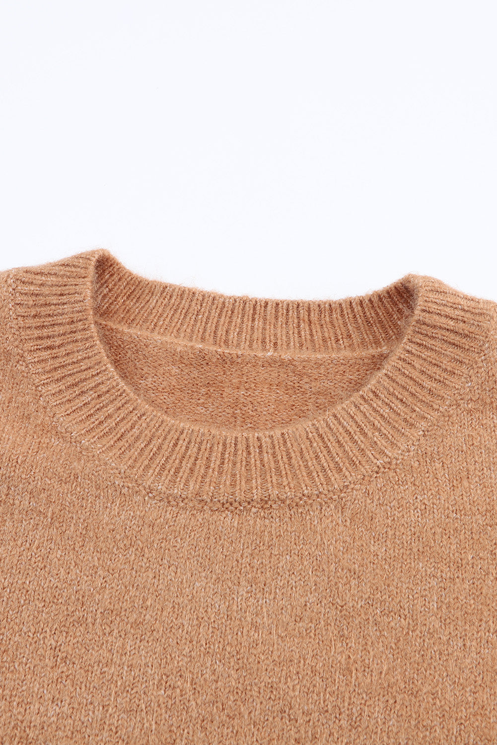 Brown Color Block Striped Ribbed Knit Sweater