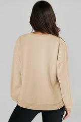 Plain Parchment Crew Neck Sweatshirt with High Low Hem
