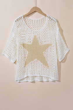 High Summer Pull knitted with crochet with white star pattern