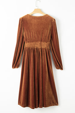 MIDI MIDI CAMEL WORK WELL TO HIGH TAKE TO HIGH AND SMOCKEED TO V -collar