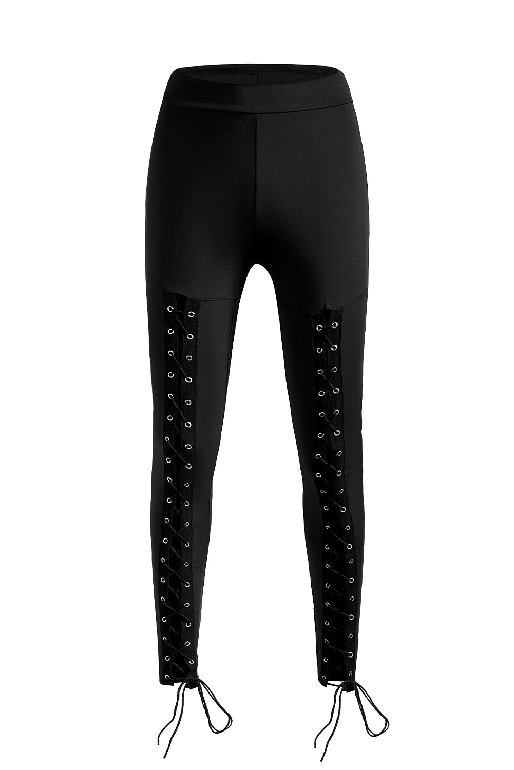 Legging de lacet de grommet noir à l'avant