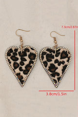 Boucles d'oreilles en forme de coeur à imprimé léopard avec bord en strass multicolore-A WOMAN WE LOVE