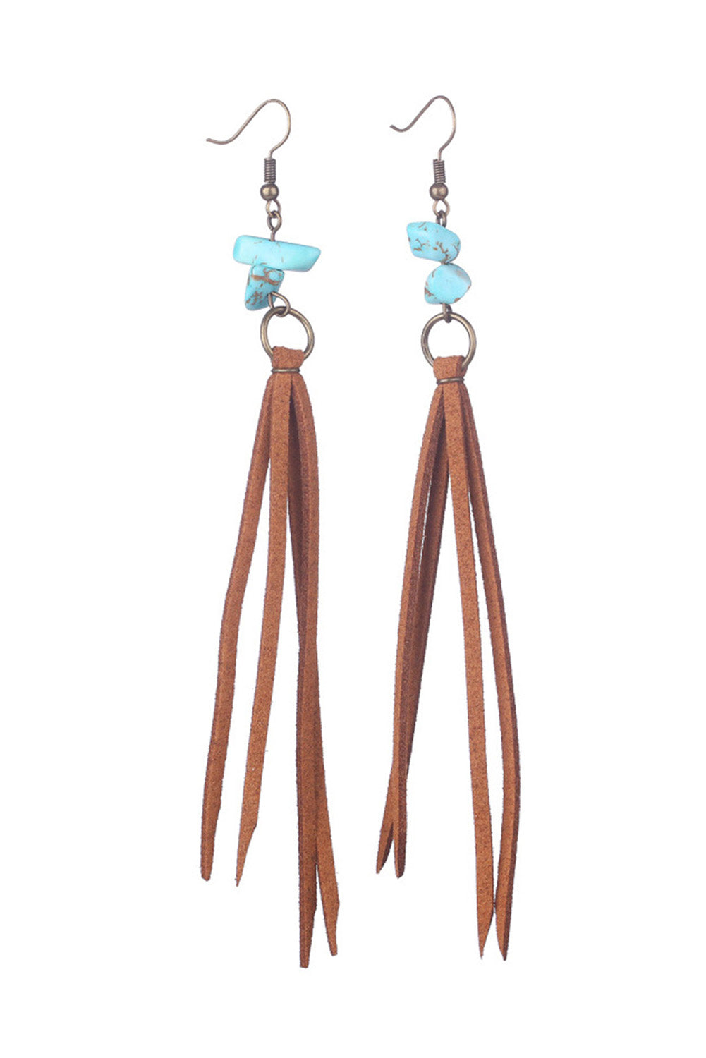 Boucles d'oreilles pendantes à pampilles marron et turquoise-A WOMAN WE LOVE