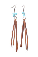 Boucles d'oreilles pendantes à pampilles marron et turquoise-A WOMAN WE LOVE