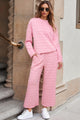 Tenue pull et pantalon matelassés unis rose