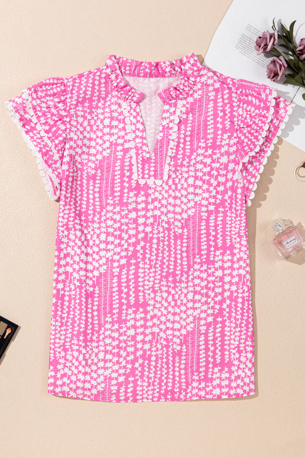 Chemisier rose à imprimé abstrait *-A WOMAN WE LOVE