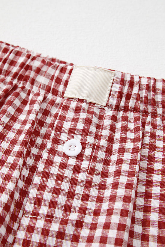 Short taille haute imprimé vichy à carreaux rouge *