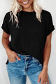 Black t-shirt in textured knit *