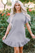 Light Grey Floral Lace Patchwork Ruffle T-Shirt Dress