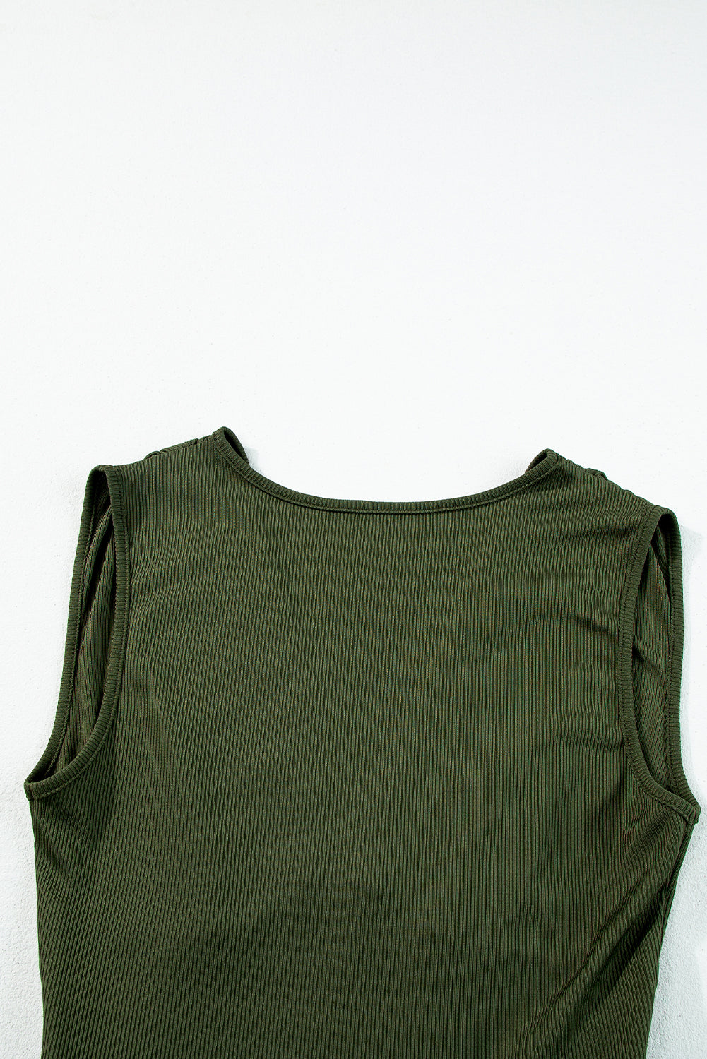 Moss verde sin mangas v cuello ruchado jobsujo de pierna ancha