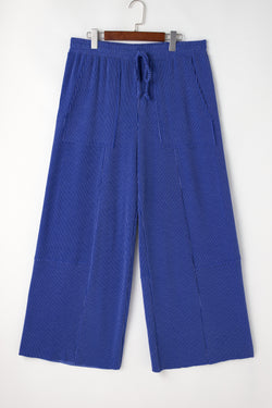 Pantalon large taille haute avec cordon de serrage et poche grande taille bleu ciel