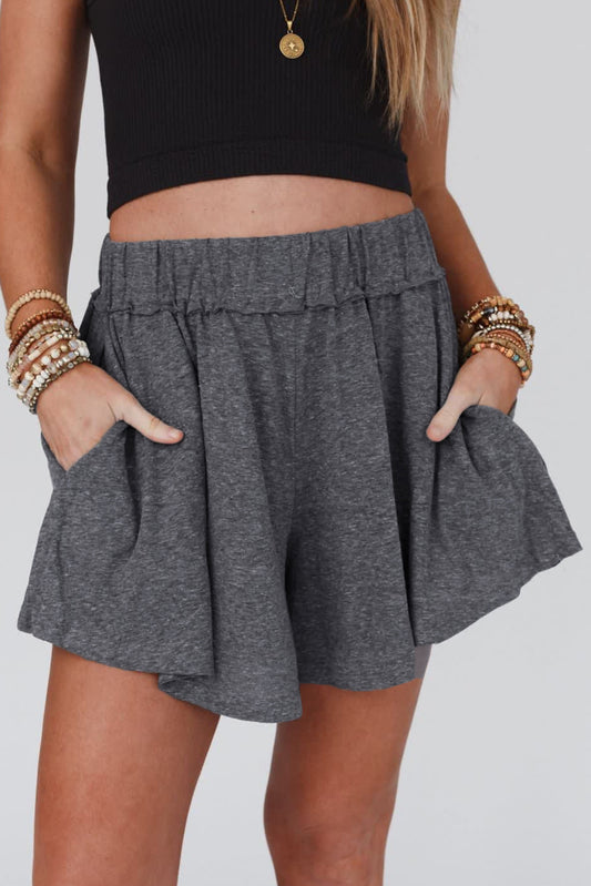 Graue elastische Taille Culotte Shorts