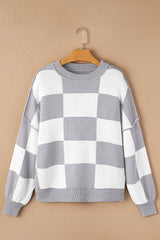 Gray sweater checkered and bishop sleeves