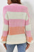 Pink pink sweater with textured knitting bubbles color block *