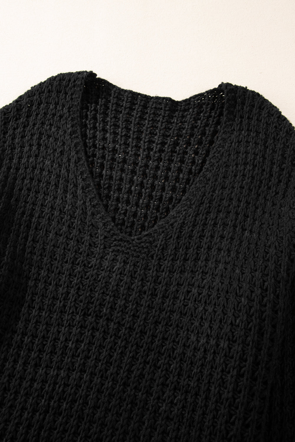 Crochet noir creux en V Pull à cou