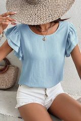 Upper ruffle with short -sleeved ruffles with short sleeves *