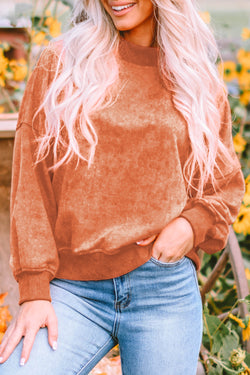 Orange sweatshirt with neck and drooping shoulders