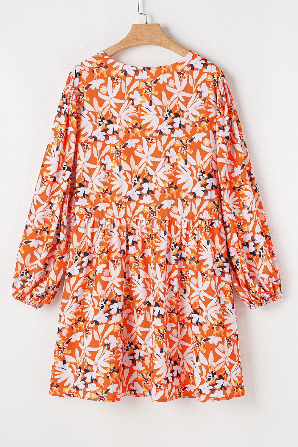 Mid-length orange dress with floral print, large size *