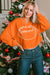 Orange Notched Collar Sweatshirt with 