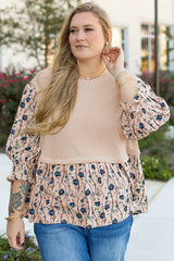 Haut beige en faux deux pièces  grande taille *