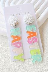 Boucles d'oreilles pendantes JOYEUSES PÂQUES colorées roses-A WOMAN WE LOVE