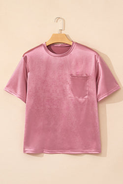 T-shirt coupe ample rose avec poche poitrine