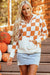 Hooded sweater with Kangaroo pocket contrasts checkered and golden split collar