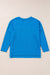 Blue long sleeve v-neck ribbed knit top with exposed seams