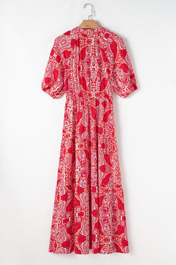 Long dress with cashmere print and side slit *