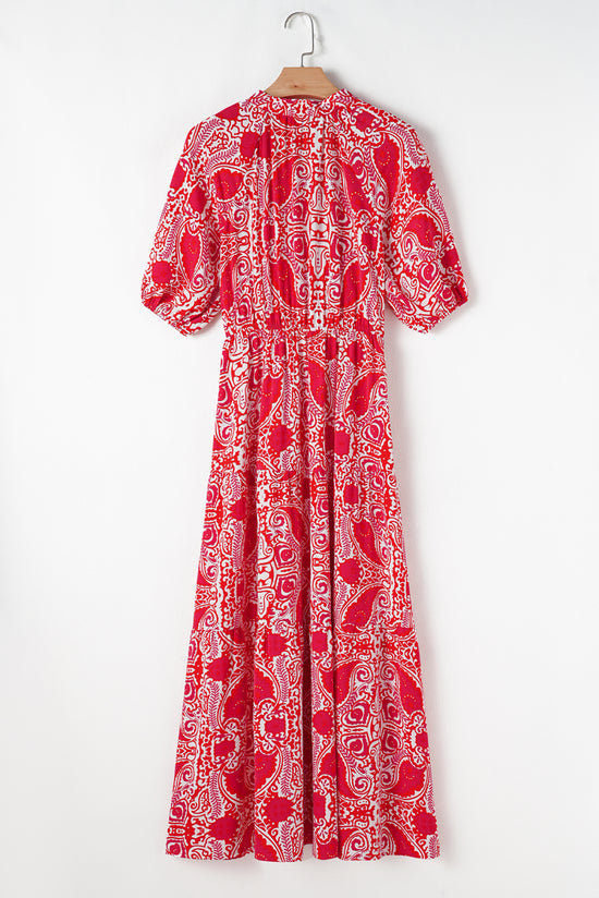 Long dress with cashmere print and side slit *