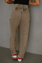 Pantalon décontracté taille haute style jogging