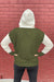 Textured buttoned hoodie with jungle green kangaroo pocket