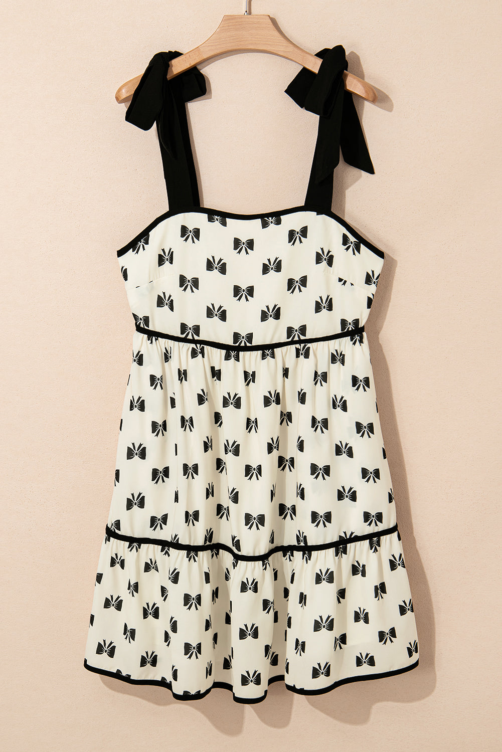 Robe taille haute à imprimé nœud et bretelles à nouer *