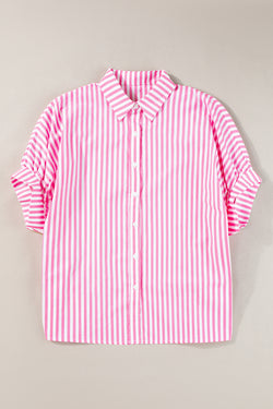 Oversize shirt with pink stripes *