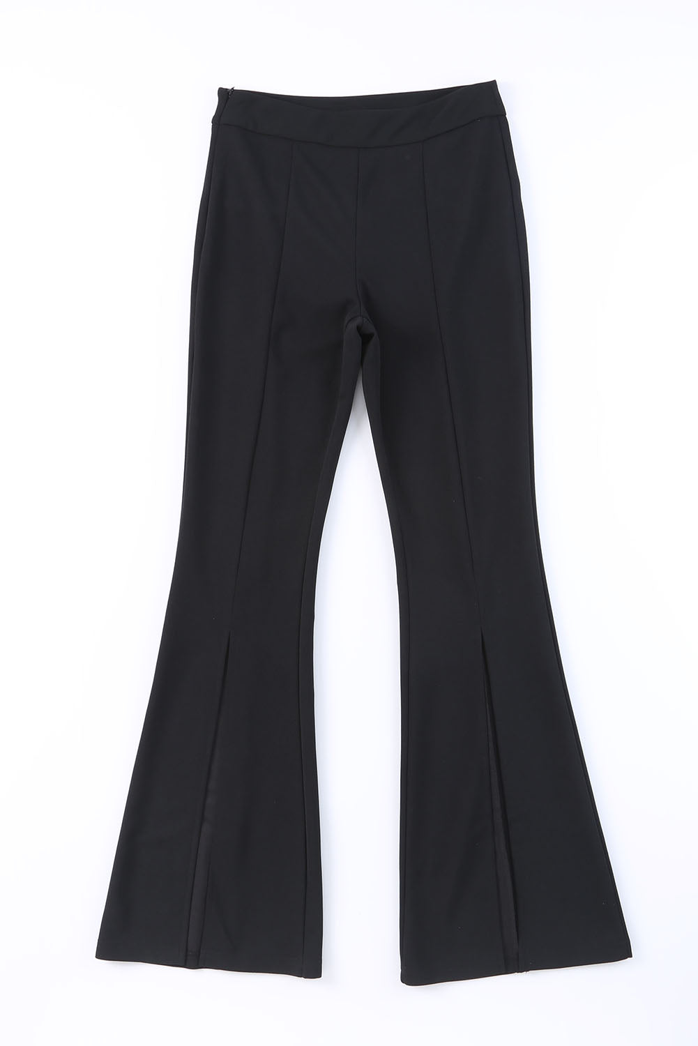 Black high waisted pants with split hem