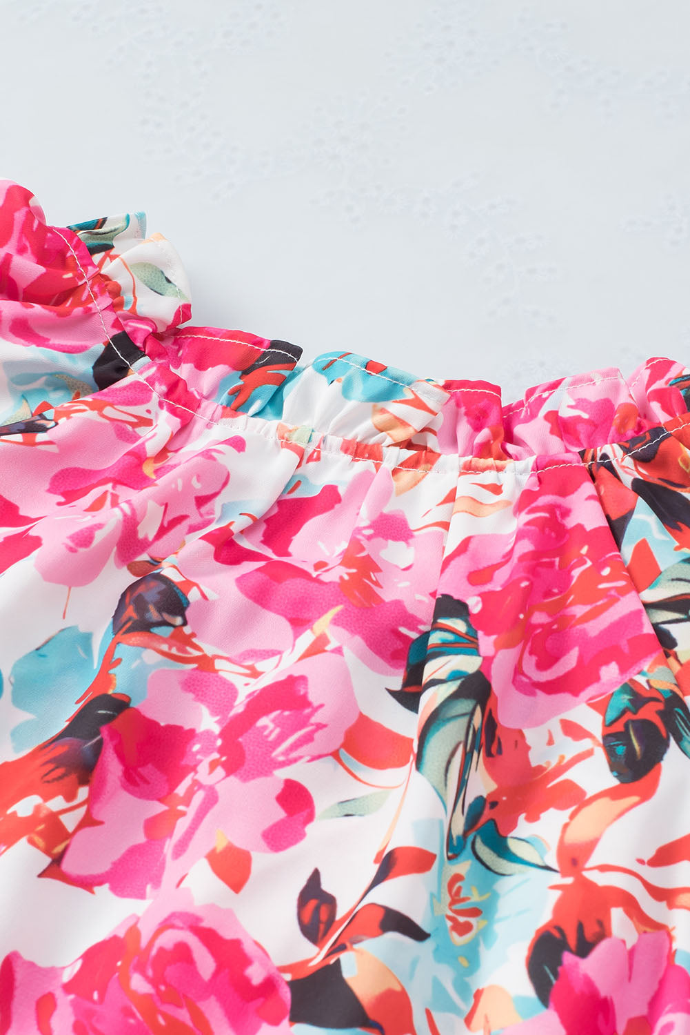 Rose Ruffle Flutter Sleve Floral Print Print