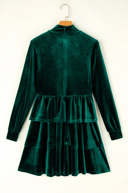 Evergreen - Mini -Robe con volantes y collar tapizado en terciopelo