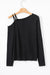 Black Asymmetrical Long Sleeve Off Shoulder Top with Straps