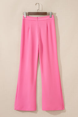 Pantalon évasé taille haute rose Sachet couture centrale