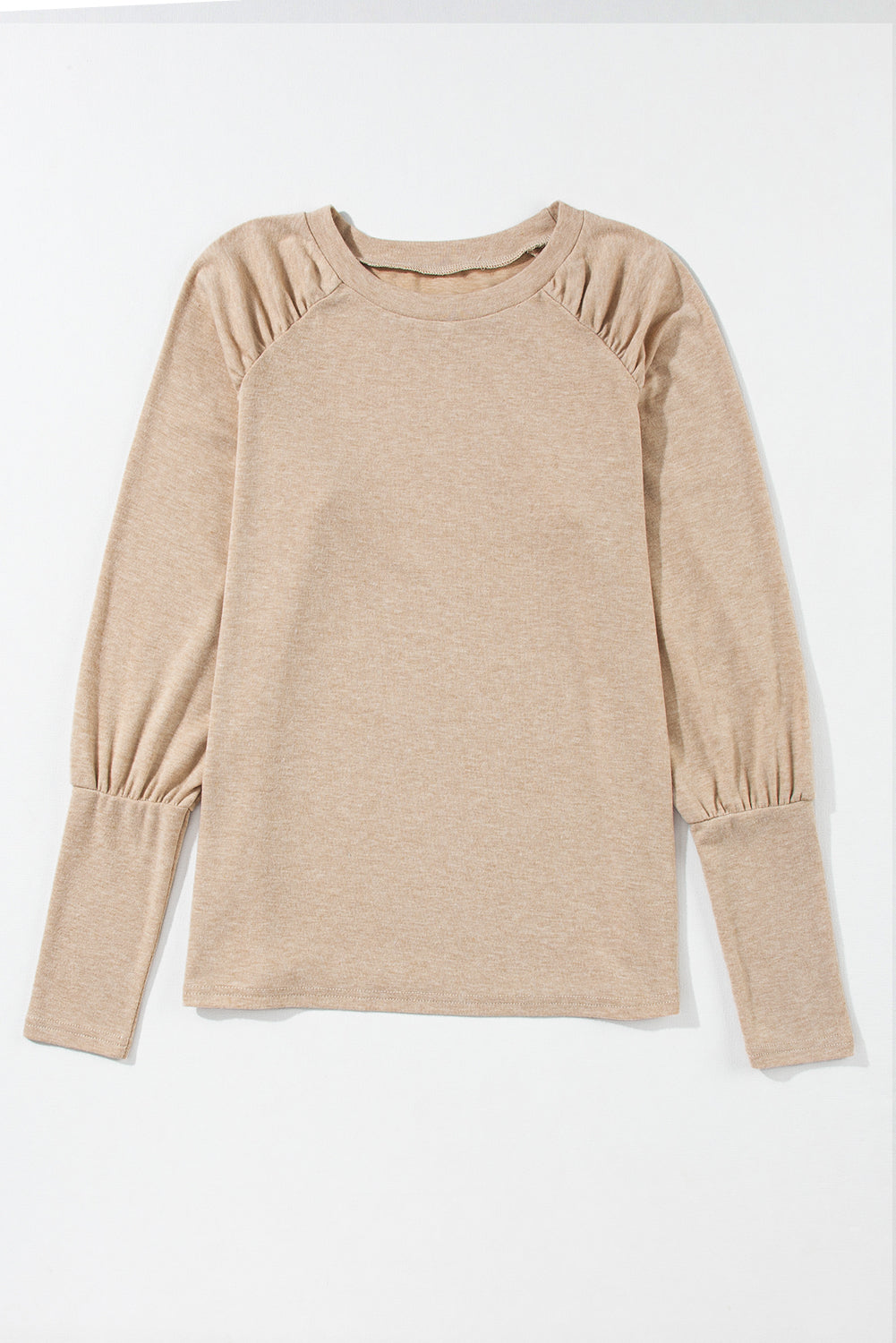 Blasse khaki massiver Raglan -Ärmel strickte Oberteil