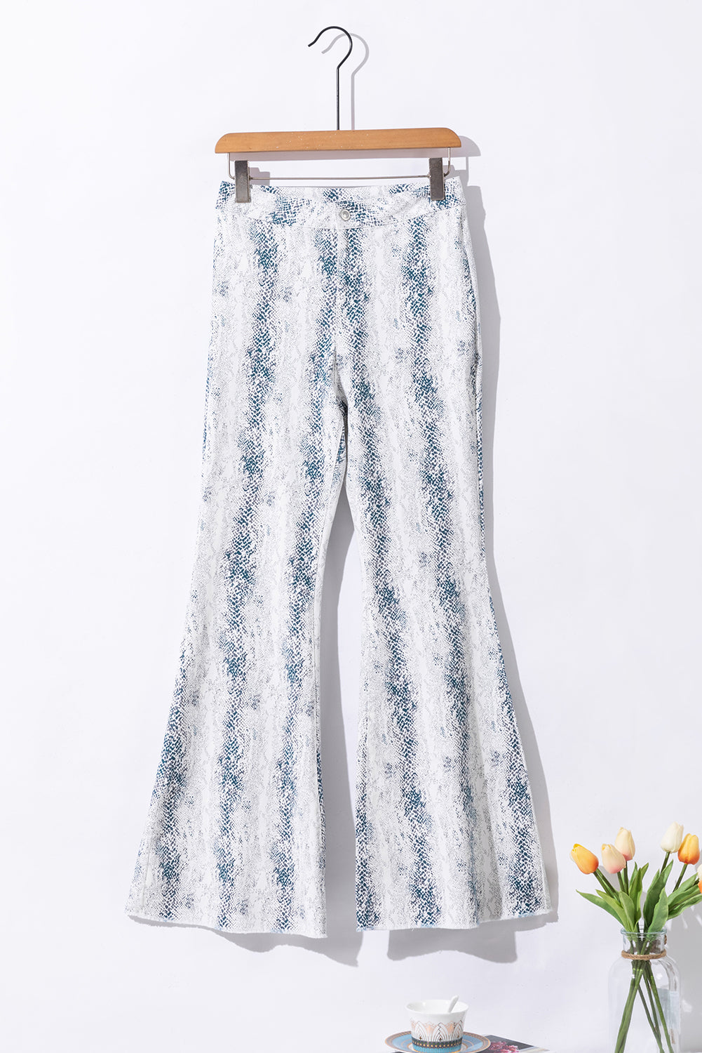 Pantalones de bengala de estampado de cintura de moda blanca occidental