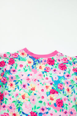 Multicolored floral print ruffled mini dress with flutter sleeves