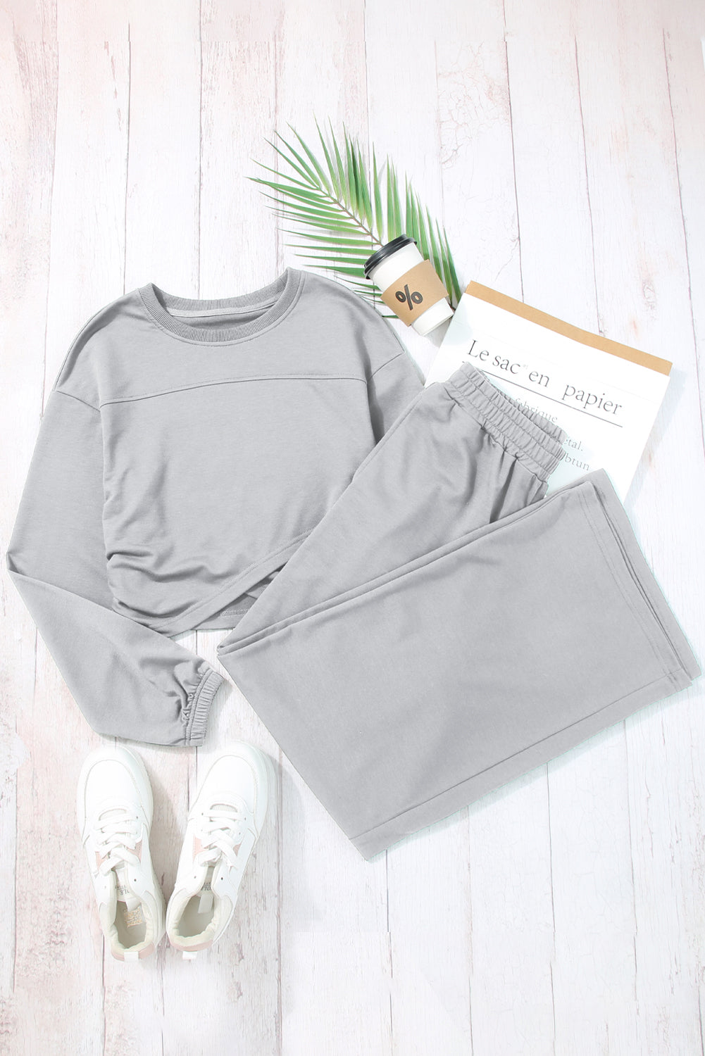 Top croisé et pantalon actif gris clair gris clair