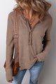 Coffee Acid Wash Waffle Knit Long Sleeve Top