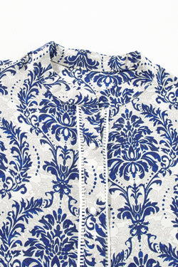 Chemise bleu ciel à motif tribal imprimé et col cranté boutonnée de grande taille