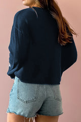 Pull tricoté à épaules tombantes et motif étoile bleu Sail
