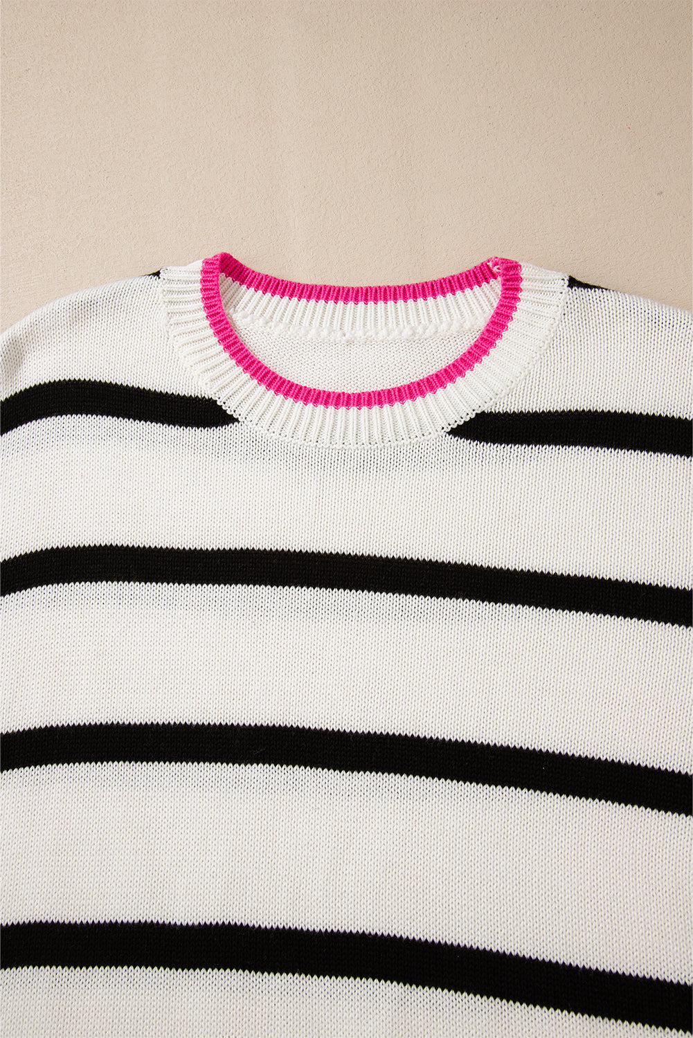 Blanc Stripe Color Contrast Drop Spolder Crew Noup Pull