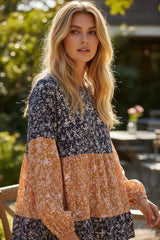 Flower blouse and color blocks *