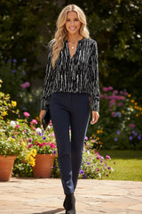 Chemisier de chute en V imprimé en V Abstract noir